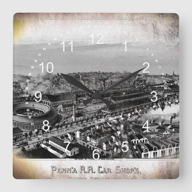 Relógio Quadrado PRR Altoona compra o pulso de disparo de parede (Frente)