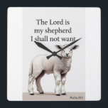 Relógio Quadrado Psalm 23:1 Christian Lamb Wall Clock<br><div class="desc">Psalm 23:1
“The Lord is my shepherd; I shall not want.”</div>
