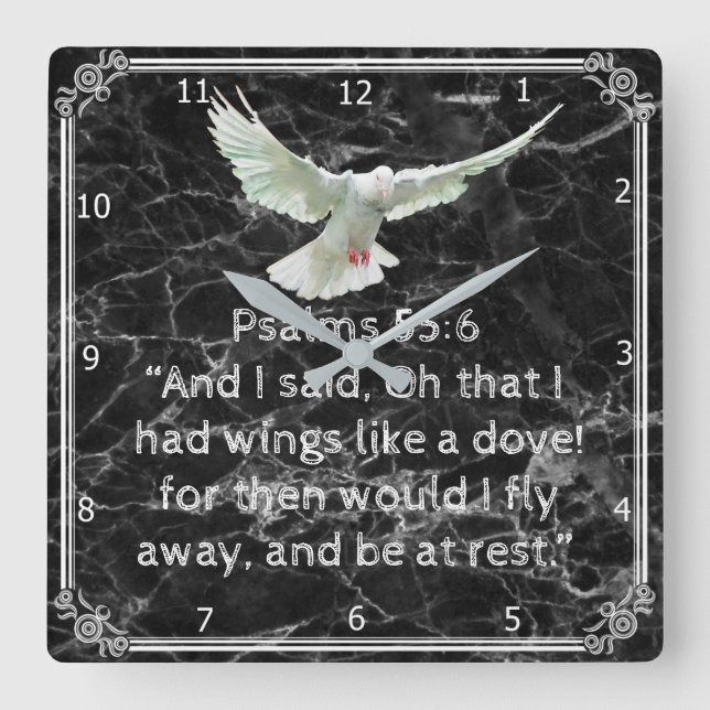 RELÓGIO QUADRADO PSALMS 55:6 (Frente)