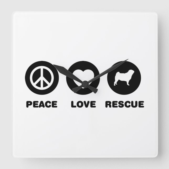 Relógio Quadrado Pug (Frente)