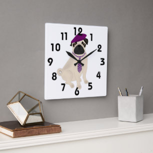Relógio Quadrado Pug Clock