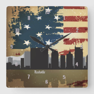 Relógio Quadrado Pulso de disparo americano de Nashville,
