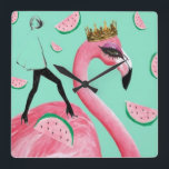 Relógio Quadrado Pulso de disparo bonito agradado do pop art do<br><div class="desc">Um impressão alegre brilhante fresco do flamingo projetou em Edimburgo,  Reino Unido.</div>
