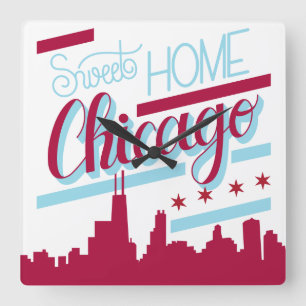 Relógio Quadrado pulso de disparo Chicago home doce