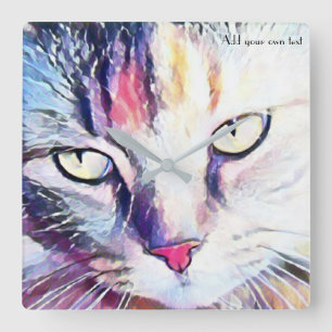 Relógio Quadrado pulso de disparo da arte dos olhos de gato
