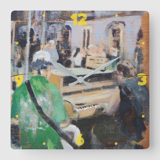 Relógio Quadrado Pulso de disparo da banda da rua de Nova Orleães (Frente)