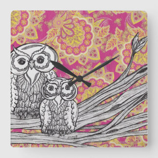 Relógio Quadrado Pulso de disparo das corujas 36