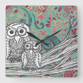 Relógio Quadrado Pulso de disparo das corujas 48