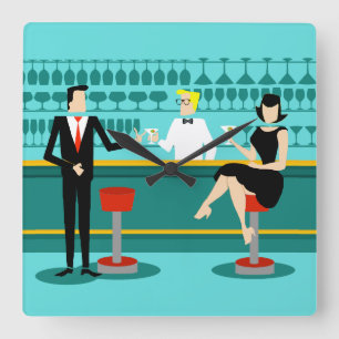 Relógio Quadrado Pulso de disparo de parede acrílico retro da sala