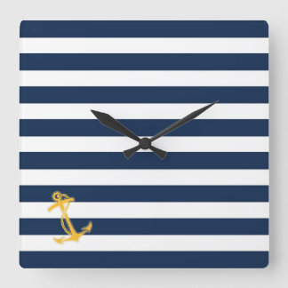Relógio Quadrado Pulso de disparo de parede chique náutico