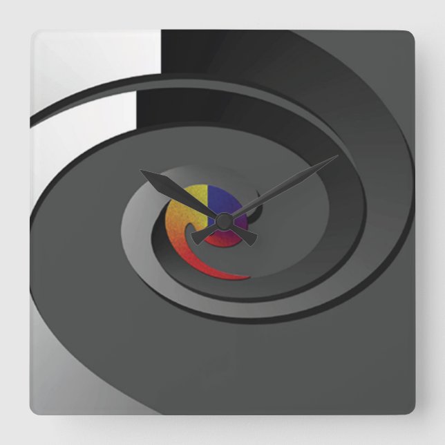 Relógio Quadrado Pulso de disparo de parede contemporâneo cinzento (Frente)