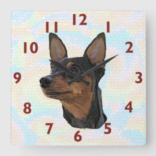 Relógio Quadrado Pulso de disparo de parede da arte do Pinscher