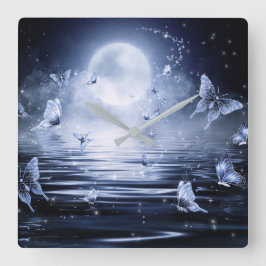 Relógio Quadrado Pulso de disparo de parede da borboleta