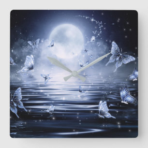 Relógio Quadrado Pulso de disparo de parede da borboleta