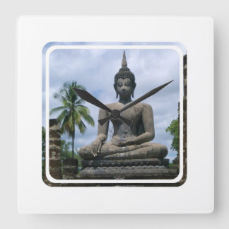 Relógio Quadrado Pulso de disparo de parede da estátua de Buddha