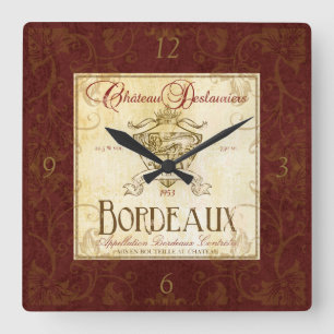 Relógio Quadrado Pulso de disparo de parede da etiqueta do vinho