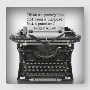 Relógio Quadrado Pulso de disparo de parede de Edgar Allan Poe