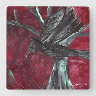 Relógio Quadrado Pulso de disparo de parede do corvo