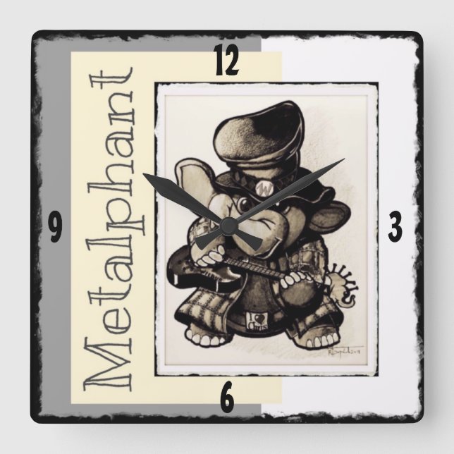 Relógio Quadrado Pulso de disparo de parede do metal de Metalphant (Frente)