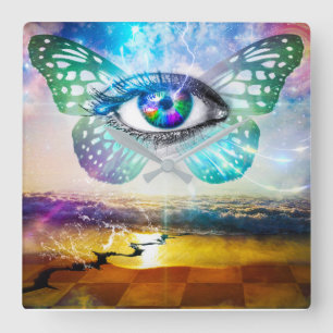 Relógio Quadrado Pulso de disparo de parede do quadrado da mente do