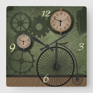 Relógio Quadrado Pulso de disparo de parede do tema de Steampunk do