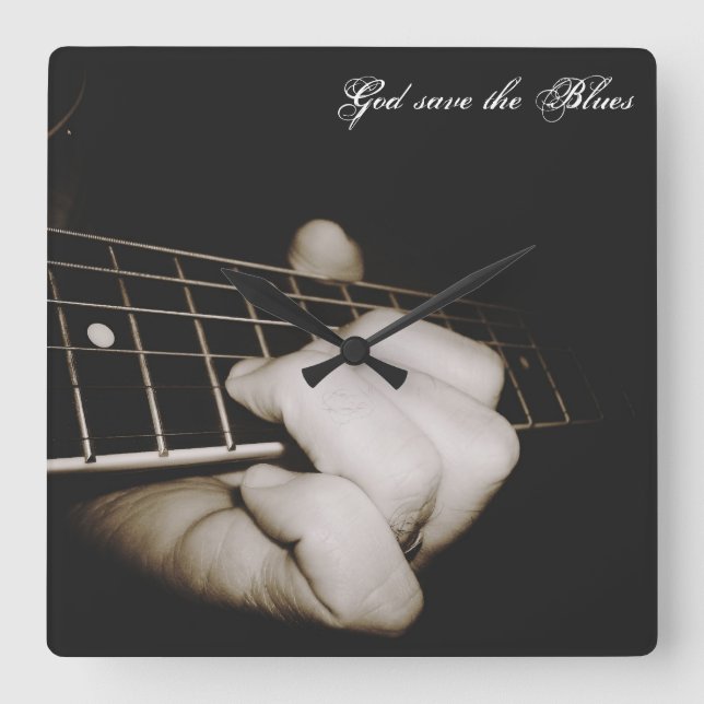 Relógio Quadrado Pulso de disparo de parede dos azuis (Frente)