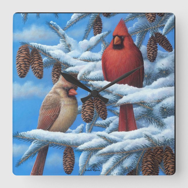 Relógio Quadrado Pulso de disparo de parede dos cardeais (Frente)