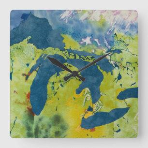 Relógio Quadrado Pulso de disparo de parede dos grandes lagos