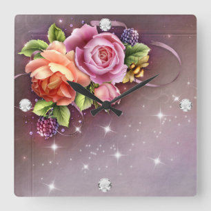 Relógio Quadrado Pulso de disparo de parede quadrado da menina #2