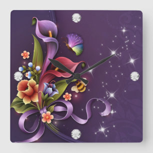 Relógio Quadrado Pulso de disparo de parede quadrado da menina #3