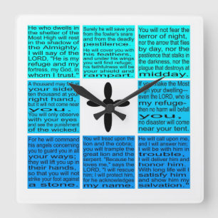 Relógio Quadrado Pulso de disparo de parede quadrado do salmo 91