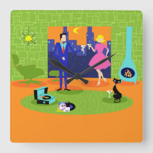 Relógio Quadrado Pulso de disparo de parede romântico retro do