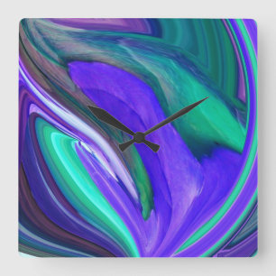 Relógio Quadrado Pulso de disparo de parede roxo do abstrato da