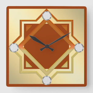 Relógio Quadrado Pulso de disparo de parede tonificado alaranjado