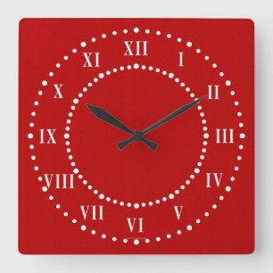 Relógio Quadrado Pulso de disparo de parede vermelho do numeral