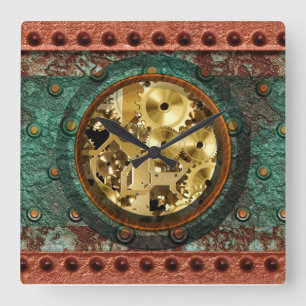 Relógio Quadrado Pulso de disparo de Steampunk 1B