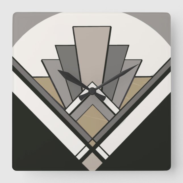 Relógio Quadrado Pulso de disparo do azulejo do fã do art deco (Frente)