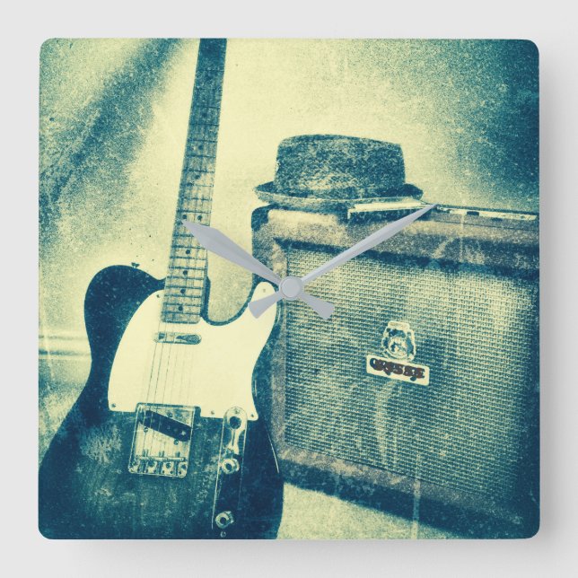 Relógio Quadrado pulso de disparo do bluesman da harmônica do (Frente)