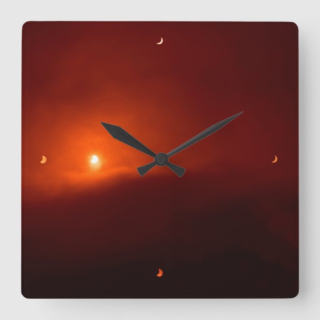 Relógio Quadrado Pulso de disparo do eclipse solar (Frente)