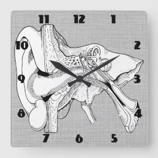 RELÓGIO QUADRADO PULSO DE DISPARO DO VINTAGE DA ANATOMIA DA ORELHA