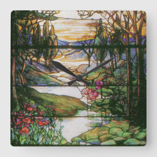 Relógio Quadrado Pulso de disparo do vitral do vintage