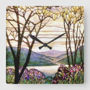 Relógio Quadrado Pulso de disparo do vitral do vintage