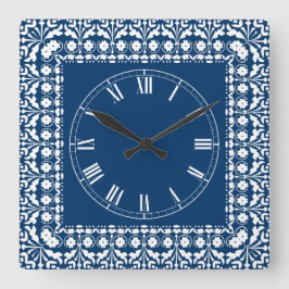 Relógio Quadrado Pulso de disparo elegante azul e branco do país da