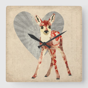 Relógio Quadrado Pulso de disparo floral da jovem corça