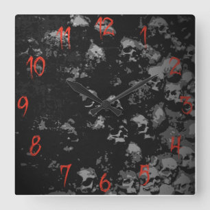 Relógio Quadrado Pulso de disparo gótico do crânio