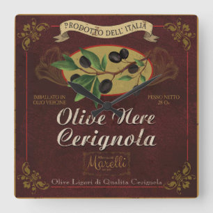 Relógio Quadrado Pulso de disparo italiano da cozinha, etiqueta