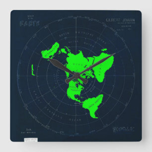 Relógio Quadrado Pulso de disparo liso do disco do mapa da terra
