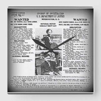 Relógio Quadrado Pulso de disparo original Bonnie & de Clyde /wall