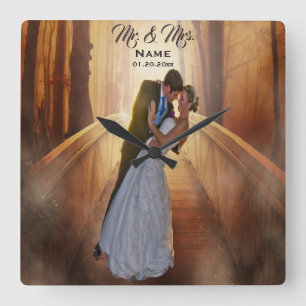 Relógio Quadrado Pulso de disparo Wedding personalizado da foto