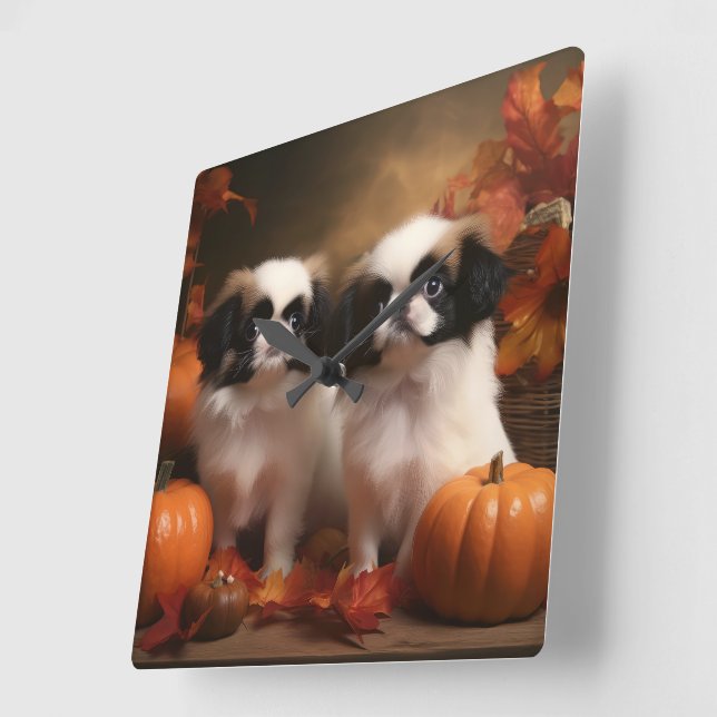 Relógio Quadrado Pumpkin de Apelido de outono japonês (Ângulo)